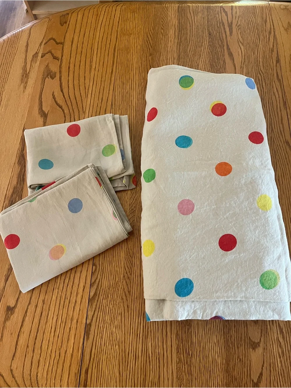 IKEA Polka Dot Duvet Cover Set in Beige with Multicolor Dots